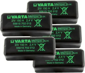 (5-PACK) VARTA 55615-702-012 4 pin Mempac Micro Battery 2V150H 2.4V 150mAh Sealed rechargeable NiMH 53311-702-012 2/V150H Mempac NSN 6140-01-486-7045 Interstate Batteries ANIC2650 COMP-24-2.4NMH