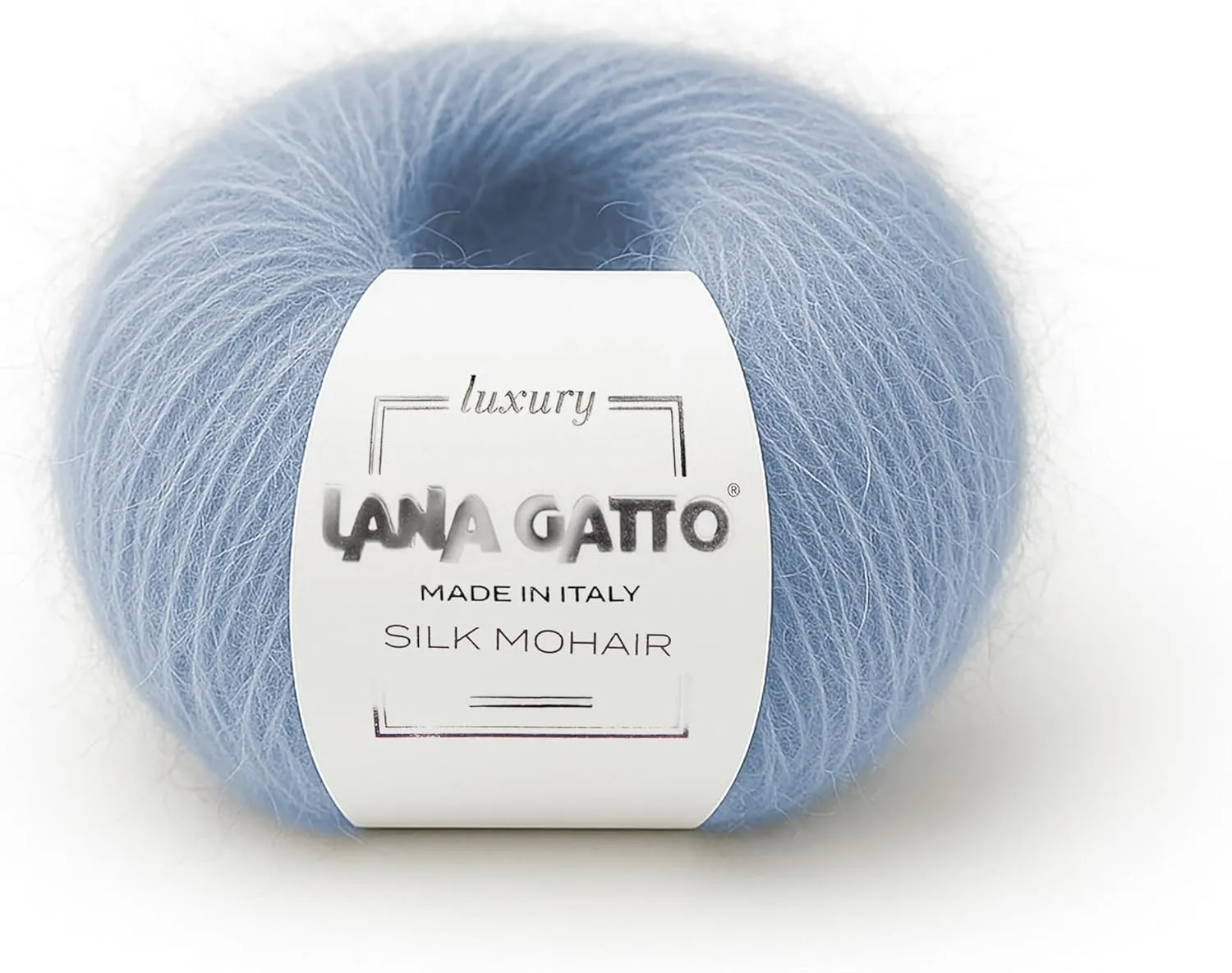 5 Skeins, Silk Mohair Luxury Yarns, Premium and Soft Blend for Knitting and Crocheting, Made in Italy (Light Blue - 7264, 5)