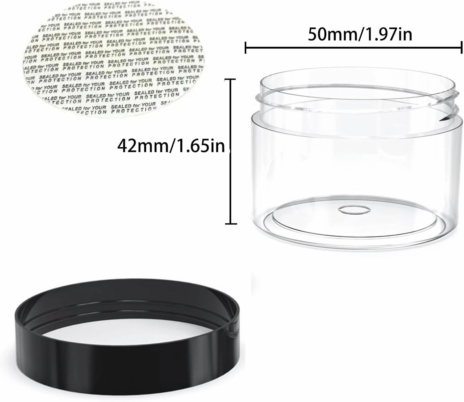 50 Pieces 2oz Plastic Jars with Lids Clear Round Cosmetic Container Empty Storage Jars for Makeup,Jewelry,Samples,Travel Storage