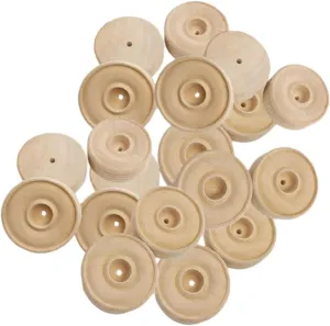 50pcs Natural Wood Toy Wheels DIY Accessories Unfinished Craft Kits for Kids