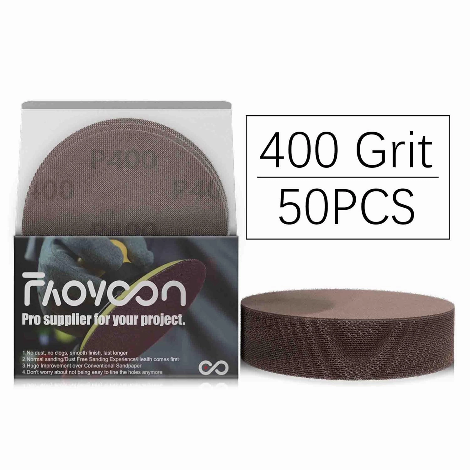 5 Inch Sanding Mesh | Micro Mesh Hook and Loop Sanding Discs | Dust Free Net Sandpaper | 50 Pack 400 Grit | Wet and Dry Sanding Screen | Anti-Clog and Last Longer