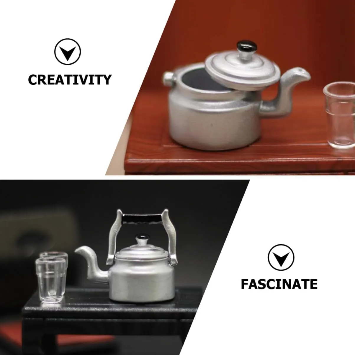5pcs Miniature Water Kettle for Dollhouse Lifelike Handheld Pot Kitchen Accessory Cute Home Decoration for Miniature Interiors Sturdy Design