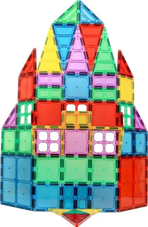 60-Piece Extra Strong Magnetic Tiles Set - Magnets for Kids, 3D Tile Assorted Shapes & Colors, STEM Learning Toys for Ages 3 , Ideal Gift for Creative & Educational Play, Building Blocks