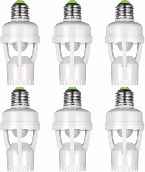 6 Pieces Hortsun Motion Sensor Light Socket Smart Screw In Light Bulb Outlet Compatible With E26/e27 Motion Activated Bulb Holder Adapter Automatic Control For Garage Storage Room