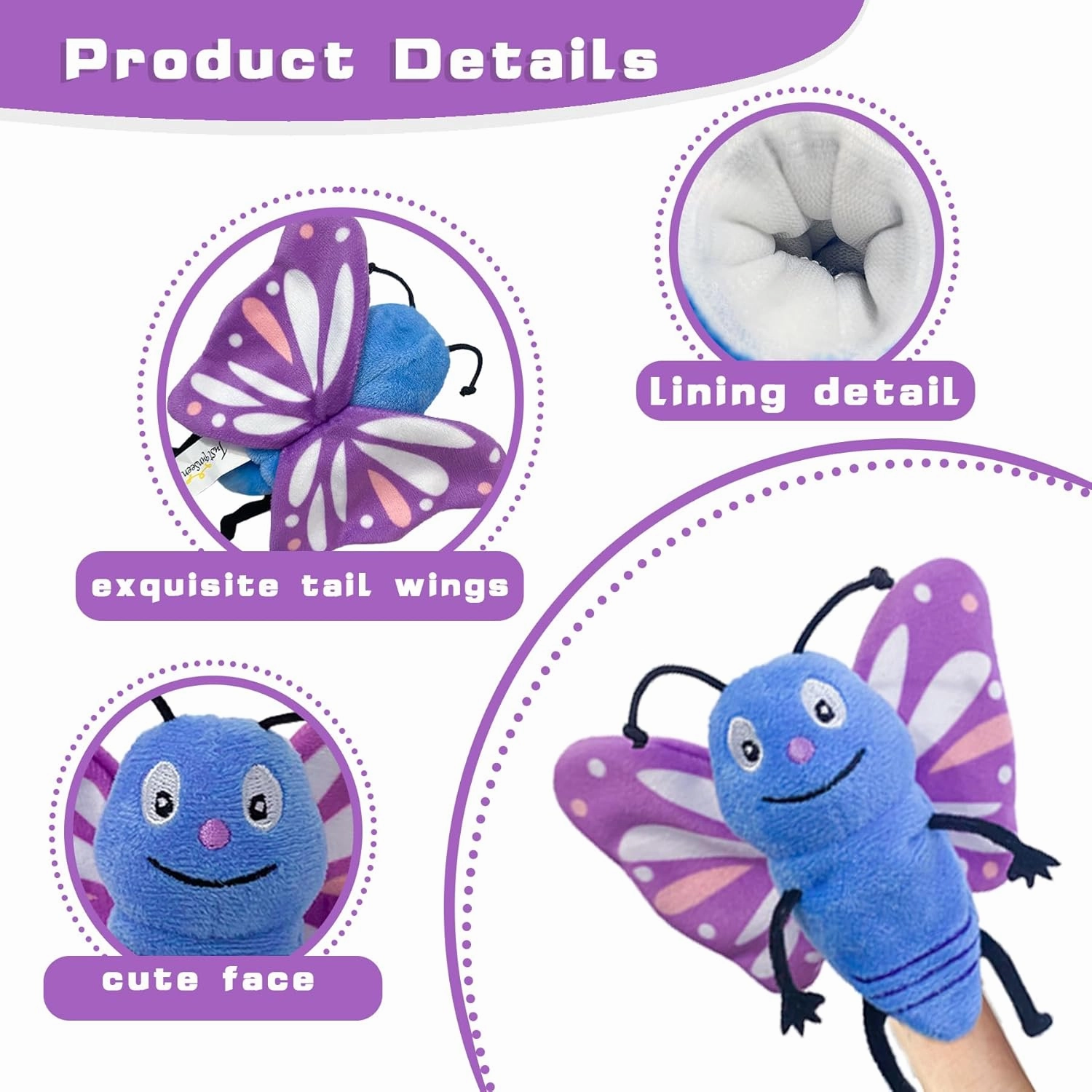 6pcs Insect Finger Puppet Set, Mini Hand Puppets Suitable for Kids, Cute Animal for Role-Playing and Storytelling, Realistic Finger Puppet for Toddlers