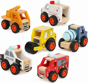 6Pcs Wooden Cars for Toddlers 1-3, Push and Go Vehicles, Kid Toys, Hand Push Cars for 1  Year Old, Montessori