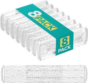 8 Pack Drawer Dividers Organizer, Adjustable 3.2" High Expandable from 11.8-20" Kitchen Stackable Drawer Organizer, Clear Plastic Drawers Separators, Kitchen and Office Storage