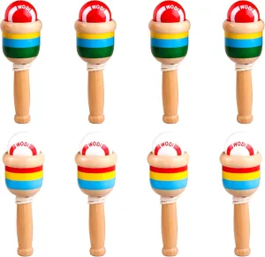 8 Packs Wooden Catch Ball Game Ball Catching Cup Vintage Catch Game for Kids Hand Eye Coordination Educational Game, White and Red