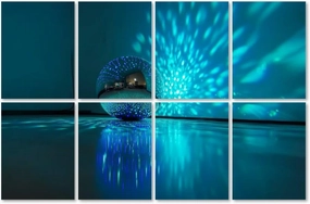 8 Pack Art Acoustic Panels Disco ball reflecting blue green light dark hall for discos Disco Self-Adhesive Acoustic Wall Panels Sound Absorbing Panel Wall Decore for Recording Studio, Office, Moms