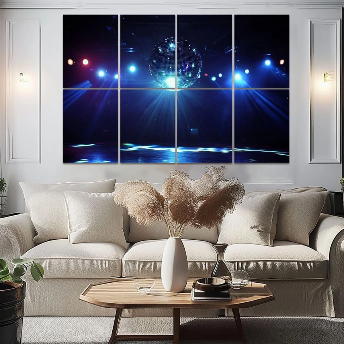8 Pack Art Acoustic Panels Disco Ball Self-Adhesive Acoustic Wall Panels Sound Absorbing Panel Wall Decore for Recording Studio, Office, Moms