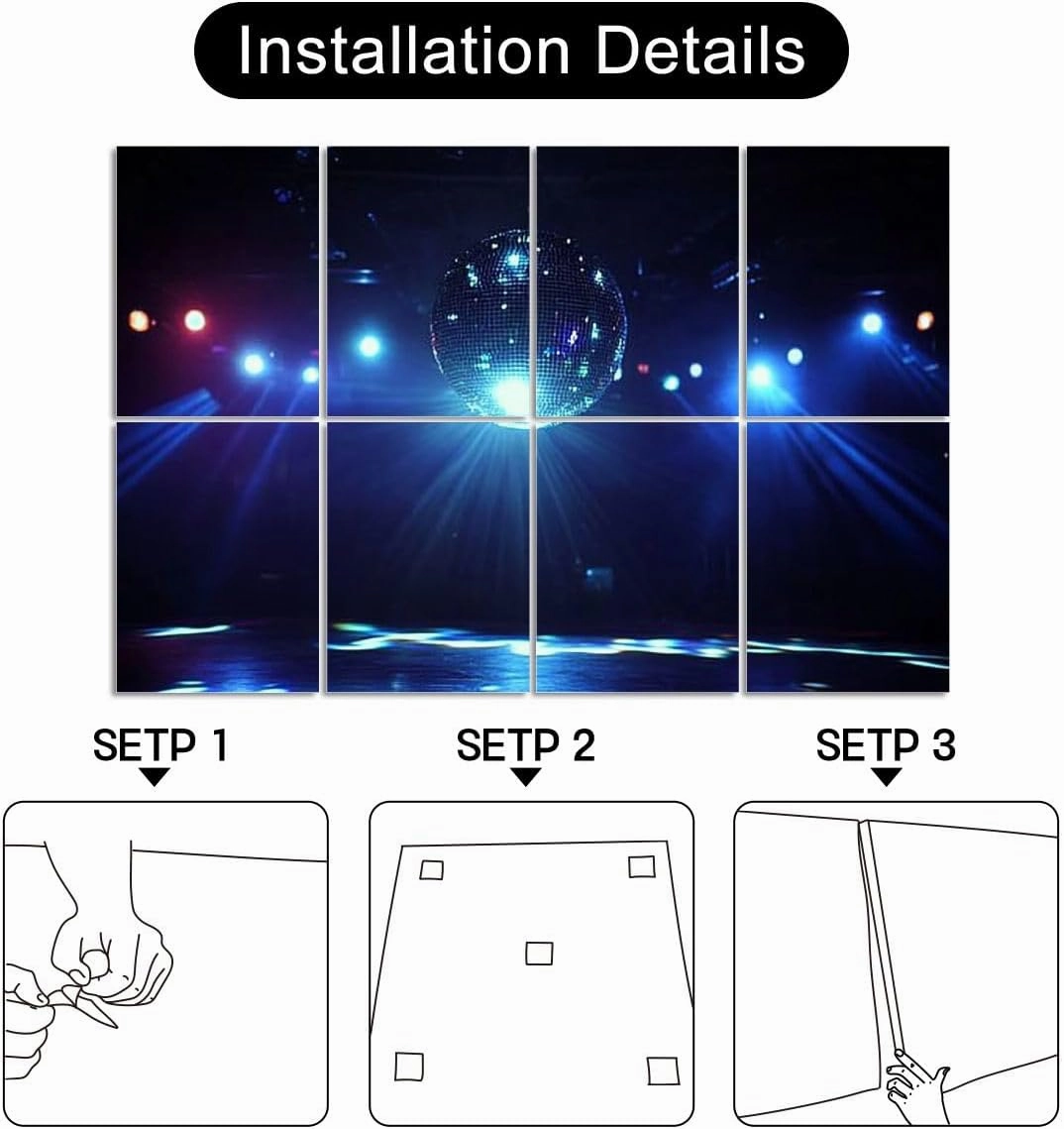 8 Pack Art Acoustic Panels Disco Ball Self-Adhesive Acoustic Wall Panels Sound Absorbing Panel Wall Decore for Recording Studio, Office, Moms