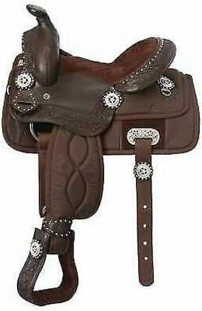 8" inches Seat Children Pony Kids Western Synthetic Miniature Equestrian Trail Barrel Racing Cordura Lightweight Tack Comfort Horse Riding Saddles Classic Quality Handmade Size 8" inches Seat, SVJ23