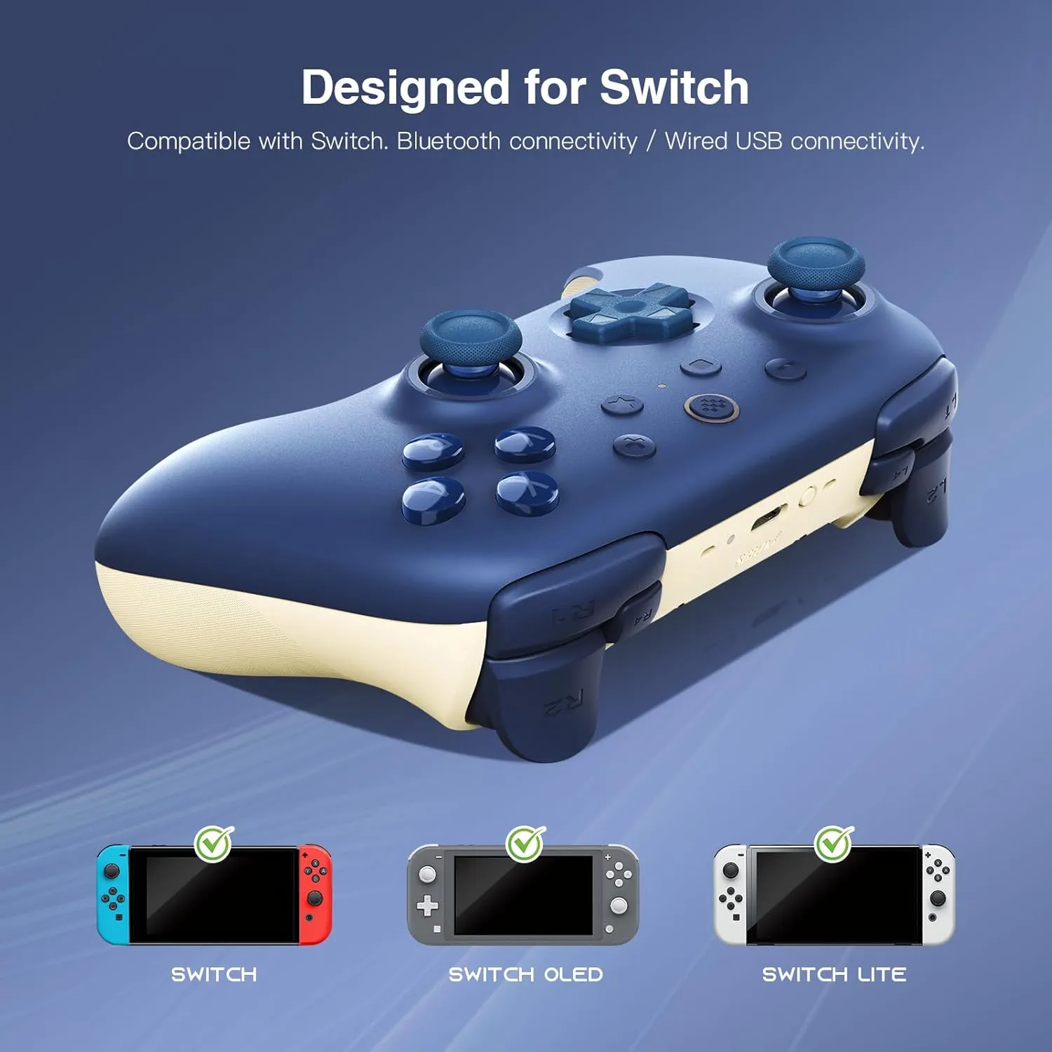 8Bitdo Ultimate 2C Bluetooth Controller (Hall Effect Joystick Update) - for Switch, with Remappable L4/R4 Bumpers, 6-axis Motion Control, Rumble Vibration and Turbo Function (Dark Blue)