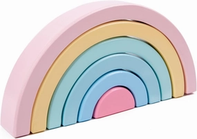 (Pastel Rainbow) | Wooden Toy Stacking Blocks | Balancing Jumbo Block Set | Stacking Montessori Toys for 3-Year-Old Blockworlds - Nature Themed Nesting Blocks 5pc