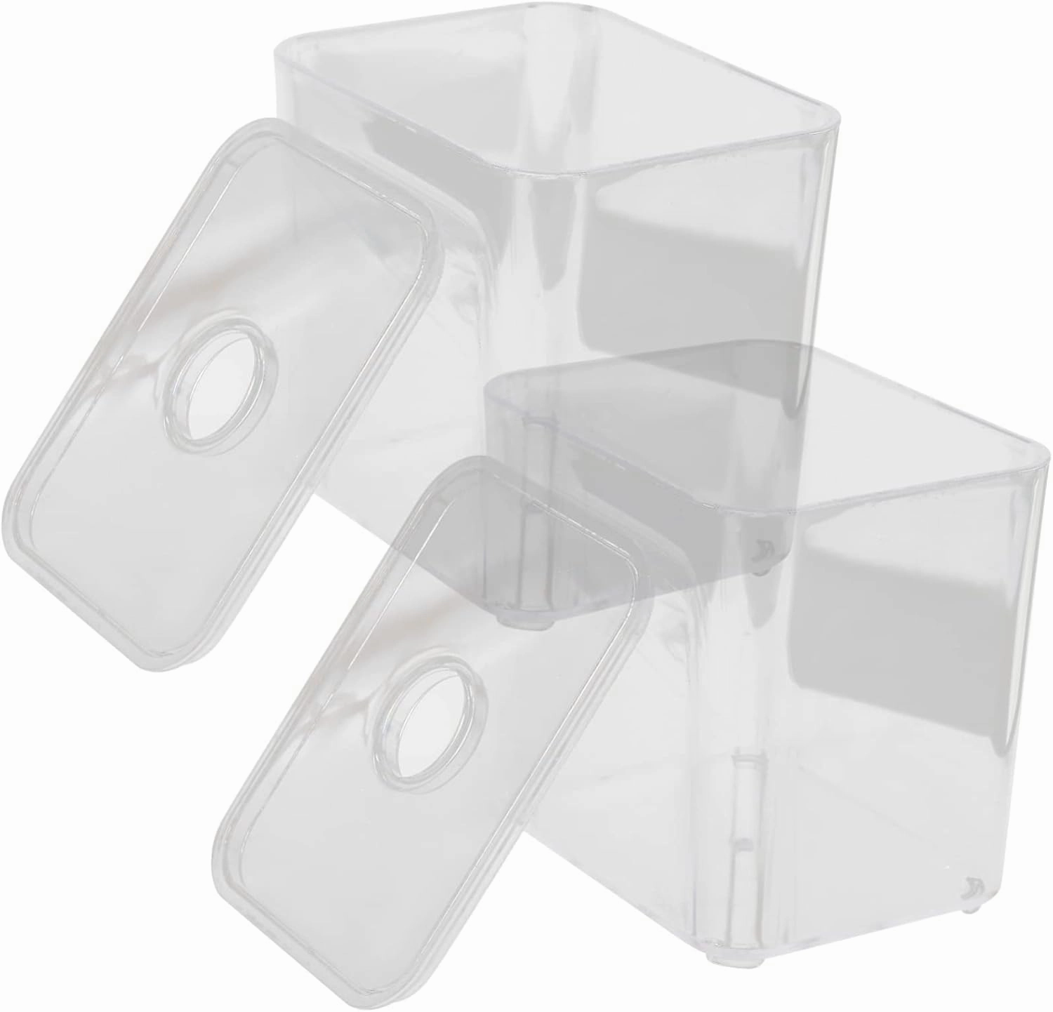 ABOOFAN 2Pcs Cotton Swab Storage Box Clear Stackable Makeup Organizer with Flat Lid Convenient Cotton Pad Container for Swabs Toothpicks and Hair Accessories