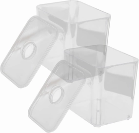ABOOFAN 2Pcs Cotton Swab Storage Box Clear Stackable Makeup Organizer with Flat Lid Convenient Cotton Pad Container for Swabs Toothpicks and Hair Accessories