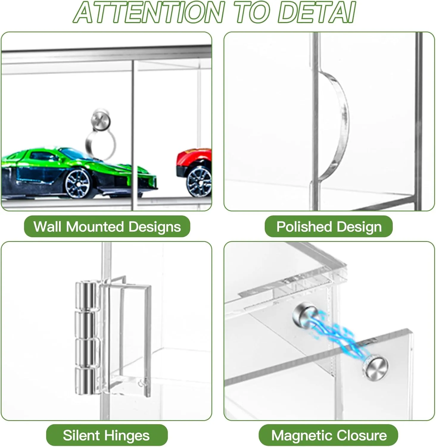 Acrylic Display Case for 1/64 Scale Hot Wheels Storage, 6 Levels 24 Slots Toy Cars Showcase Wall Mount or Desktop, Clear Display Organizer for Diecast Matchbox Model Car Tabletop