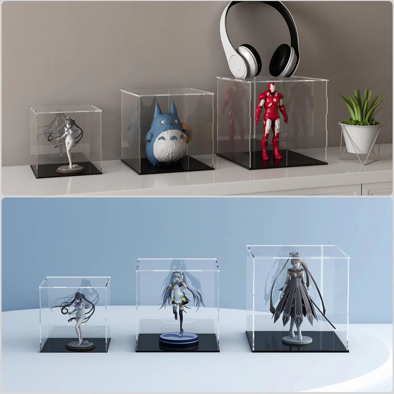Acrylic Display Case with Ball Stand for Full Size Soccers, Versatile Clear Acrylic Display Box for Sport Souvenirs Showcase