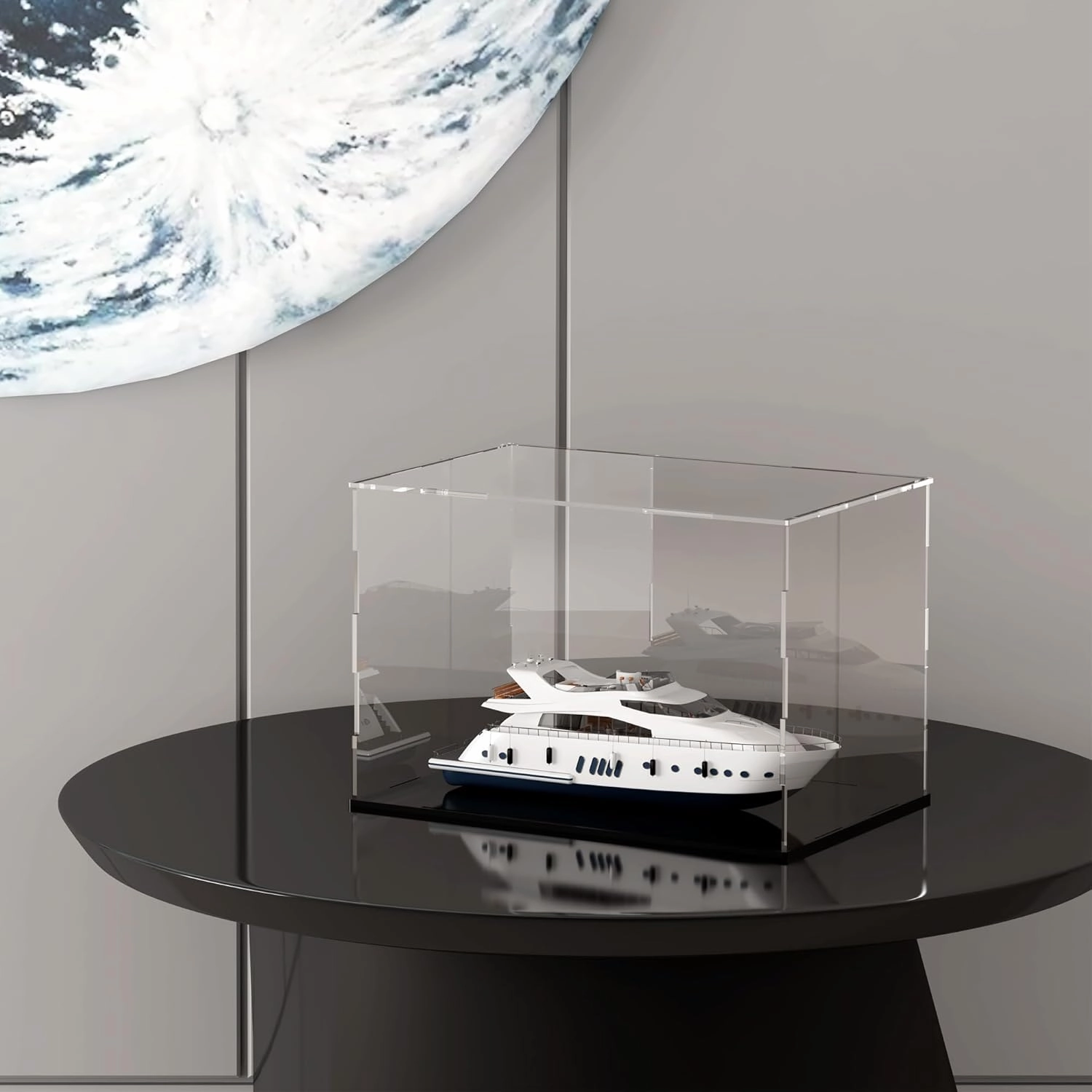 Acrylic Display Case with Ball Stand for Full Size Soccers, Versatile Clear Acrylic Display Box for Sport Souvenirs Showcase