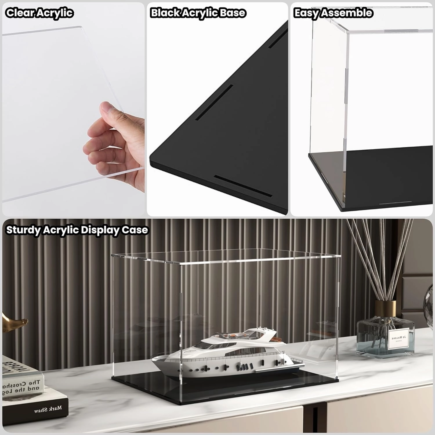Acrylic Display Case with Ball Stand for Full Size Soccers, Versatile Clear Acrylic Display Box for Sport Souvenirs Showcase