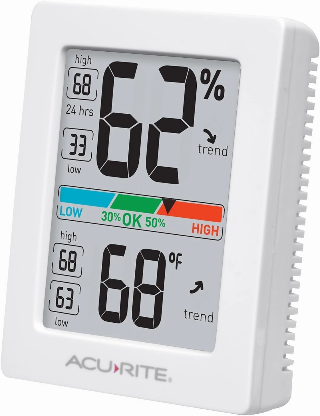 AcuRite Humidity Meter Hygrometer and Indoor Digital Thermometer with Temperature Gauge and Humidity Gauge, Room Thermometer Comfort Scale, 3 x 2.5 Inches, White (01083M)