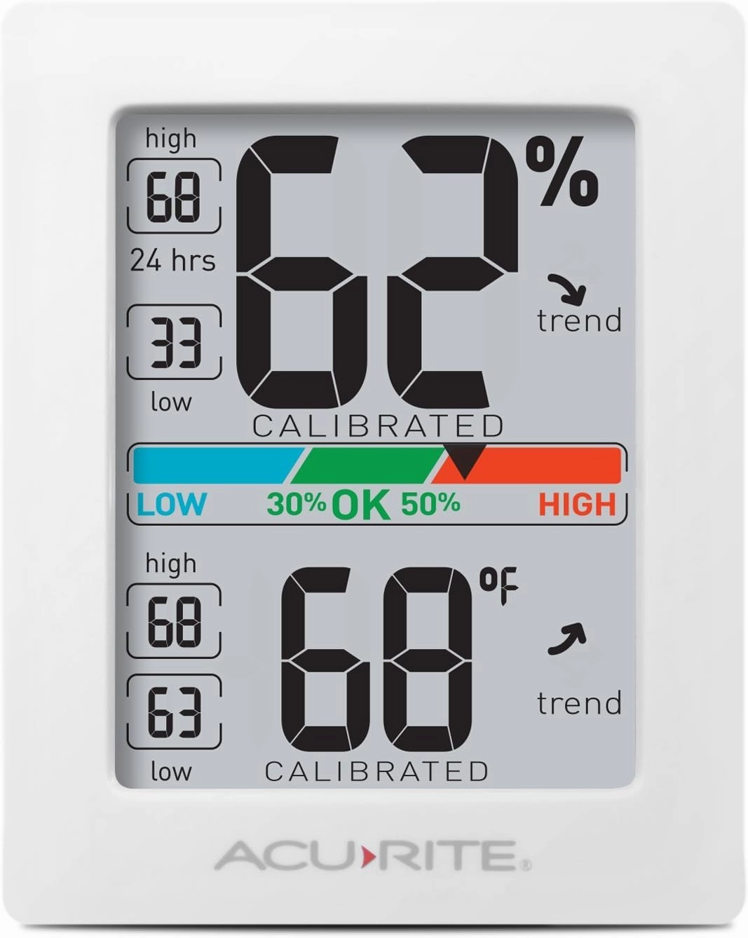 AcuRite Humidity Meter Hygrometer and Indoor Digital Thermometer with Temperature Gauge and Humidity Gauge, Room Thermometer Comfort Scale, 3 x 2.5 Inches, White (01083M)