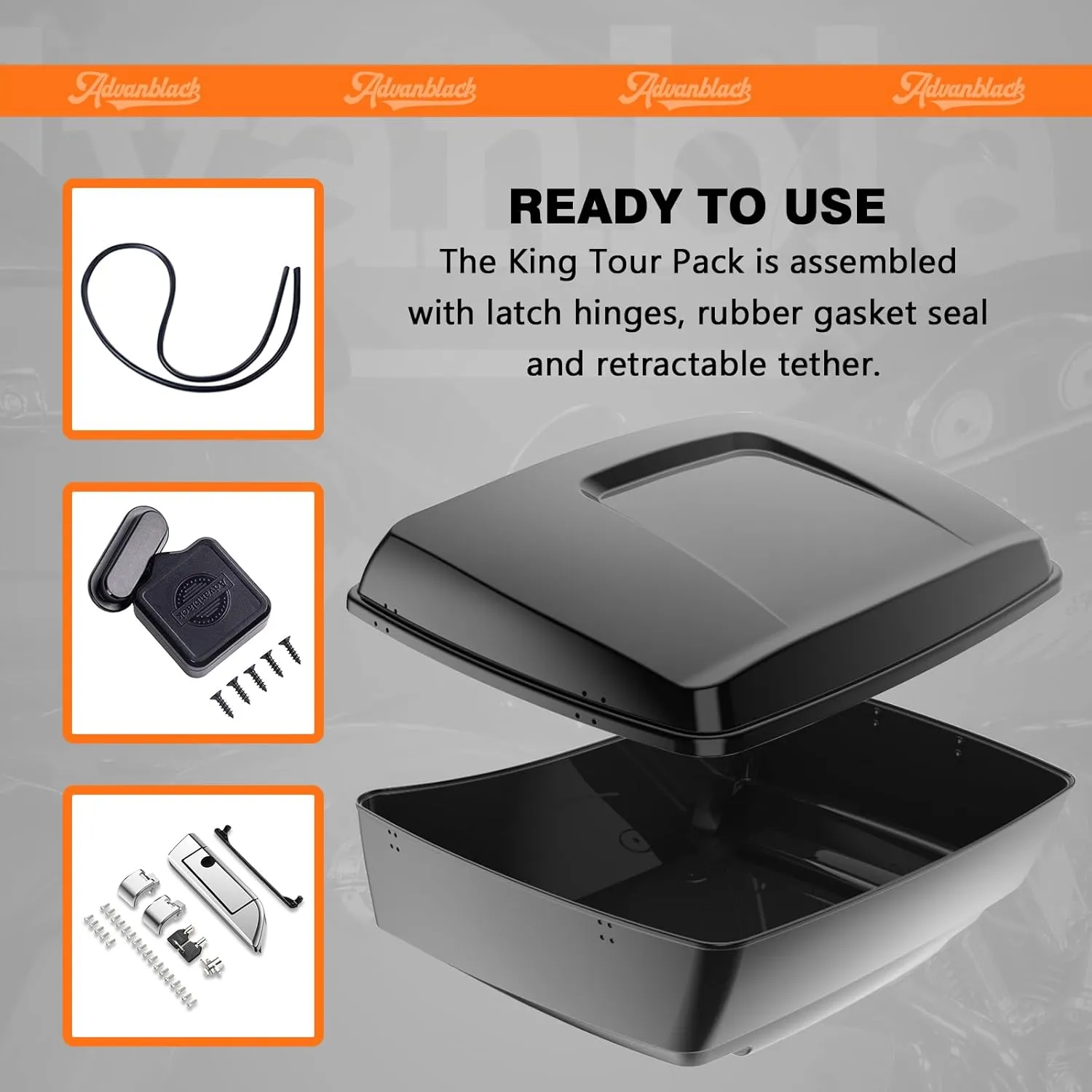 Advanblack King Tour Pack, Black Mount Bracket & Top Luggage Rack Fit for 2009-Later Harley Touring, Road Glide, Street Glide Special, Road King, Electra Glide