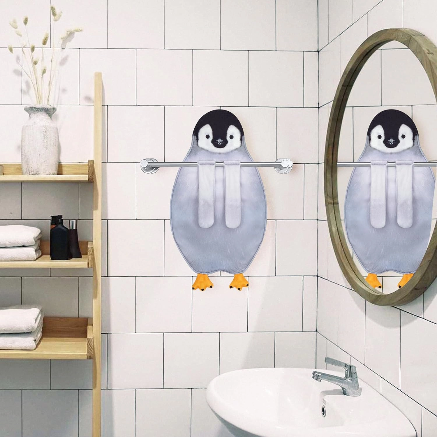 AGRIMONY Penguin Funny Hand Towels for Kitchen Bathroom - Cute Penguin Gifts for Kids Women Men Teens- Easter Valentines Mothers Fathers Housewarming Christmas Birthday Gifts for Animals Lovers