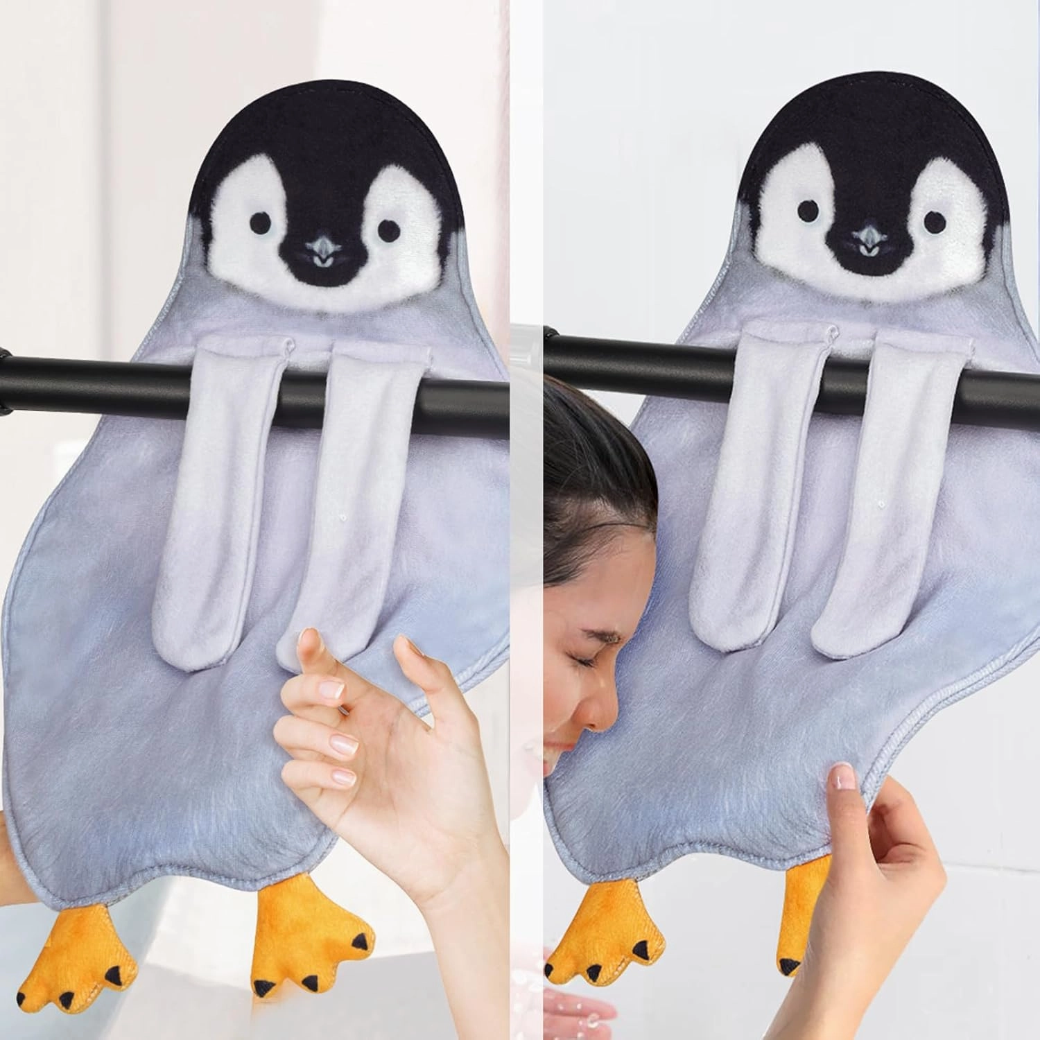 AGRIMONY Penguin Funny Hand Towels for Kitchen Bathroom - Cute Penguin Gifts for Kids Women Men Teens- Easter Valentines Mothers Fathers Housewarming Christmas Birthday Gifts for Animals Lovers