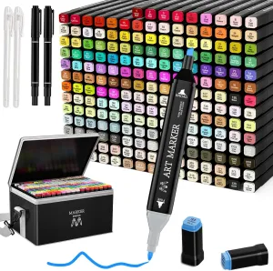 Alcohol Markers, 204 4 Colors Dual Tip Art Markers for Kids, Adult Coloring Book, Sketching Drawing Permanent Coloring Marker, Alcohol Based Marker Artist Pens With Carry Case