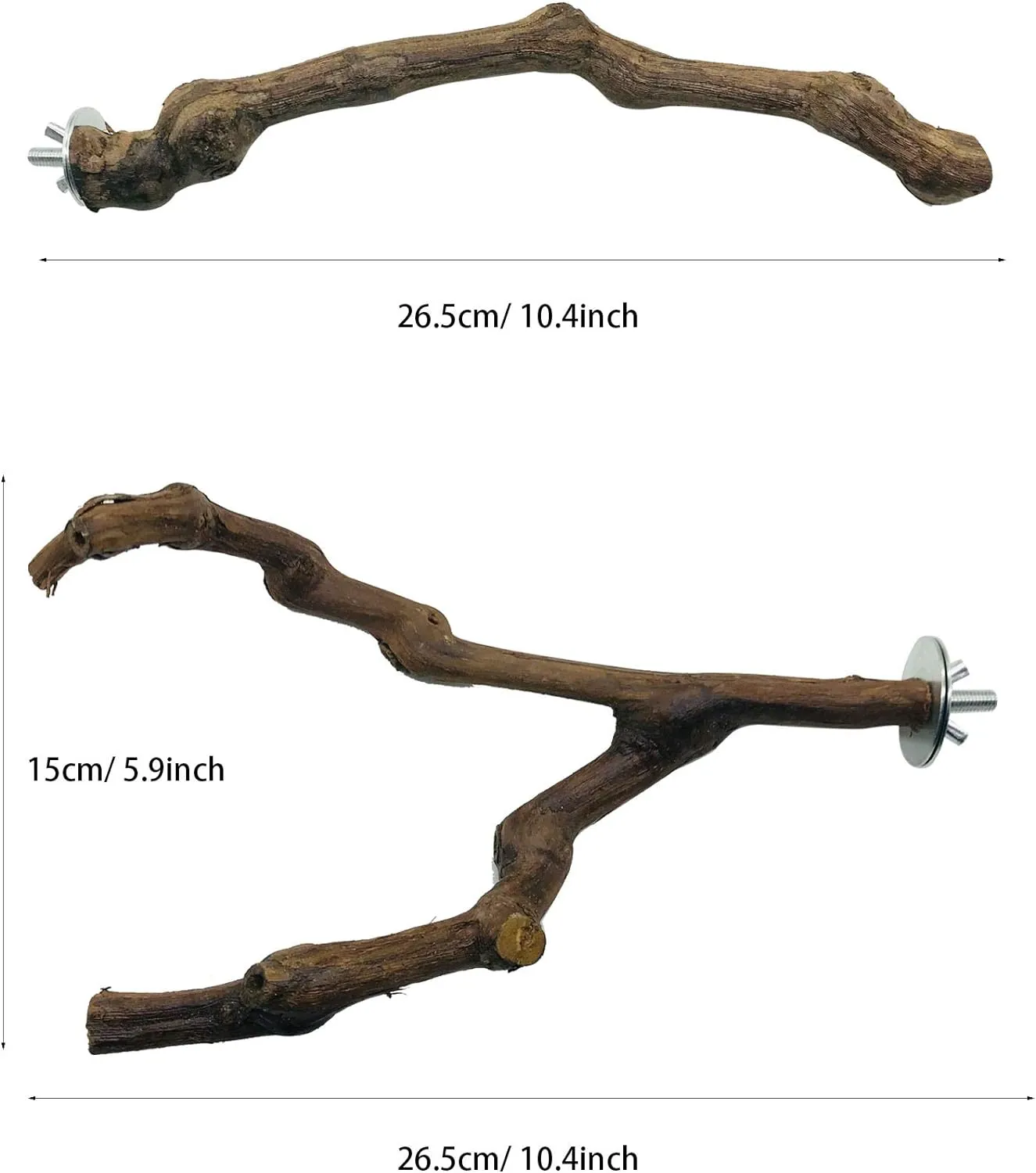 Allazone 5 PCS Natural Grape Stick Perch Swing Chewing Toys for Parrot Cages, Cockatiels, Parakeets, Finches - Bird Standing Stick