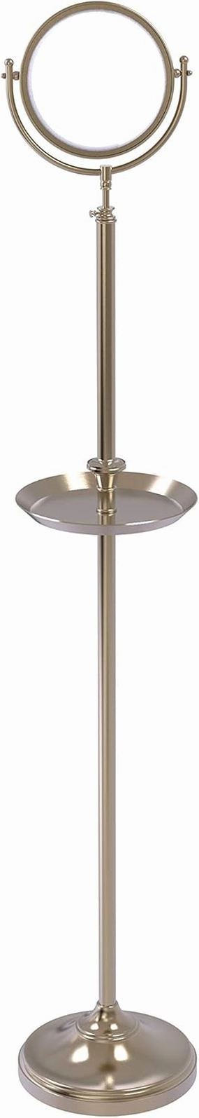 Allied Brass DMF-3/5X Floor Standing 8 Inch Diameter with 5X Magnification and Shaving Tray Make-Up Mirror, Antique Pewter