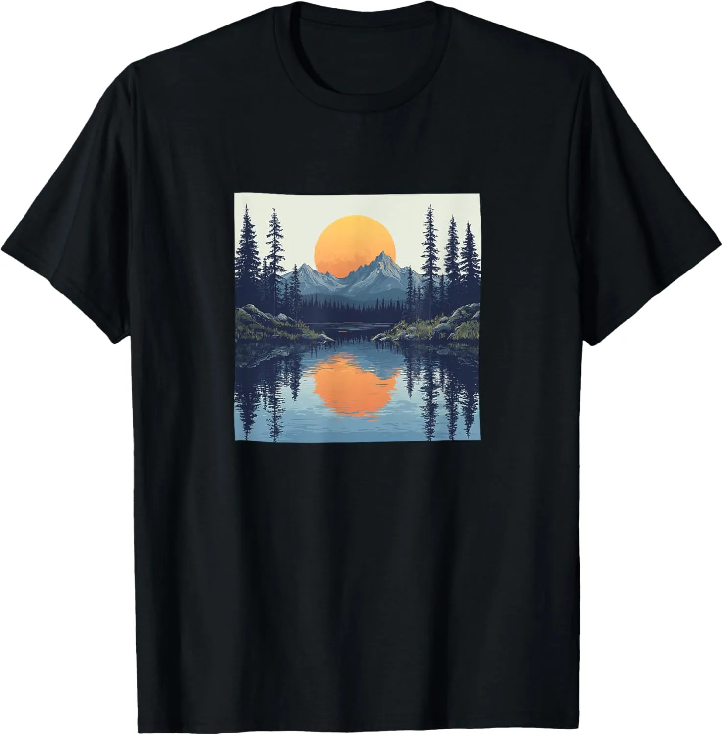 Alpine Lake Vintage Landscape Graphic T-Shirt
