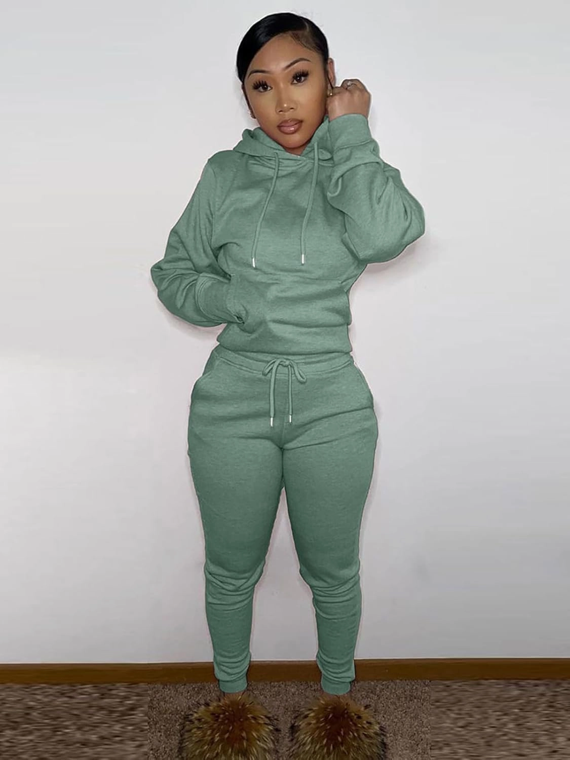 Alunzoem Sweatsuits for Women Set 2 Piece Jogging Outfits Long Sleeve Hoodie Sweatshirt Sweatpants Tracksuit