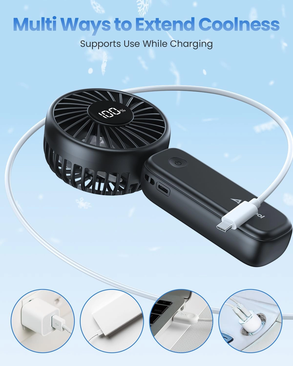 AMACOOL Handheld Fan Foldable, 5000mAh Rechargeable Hand Fans with Powerful Cooling, 4 Speeds, LED Display, Portable Fan for Travel,Concerts,Makeup,Lash,Outdoor Events,Gifts Women