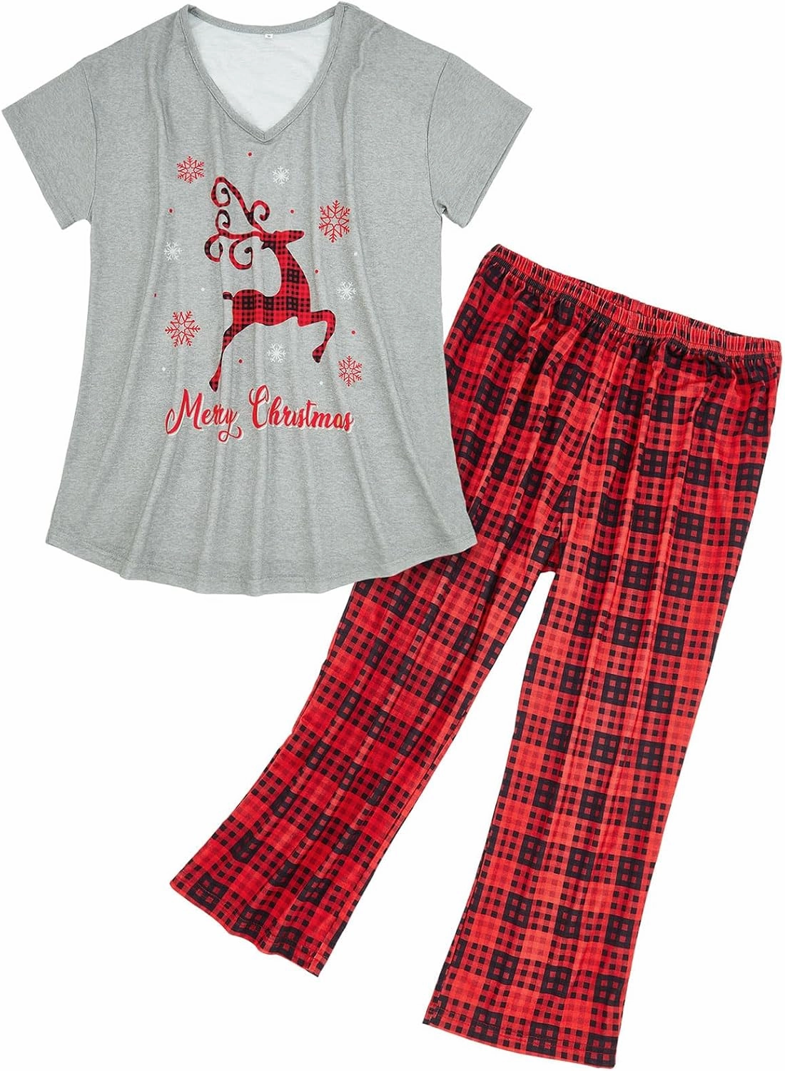American Trends Womens Pajama Sets Two Piece Sleep Shirt Short Sleeve Cartoon Print Pj Set Tops with Capri Pants Sleepwear