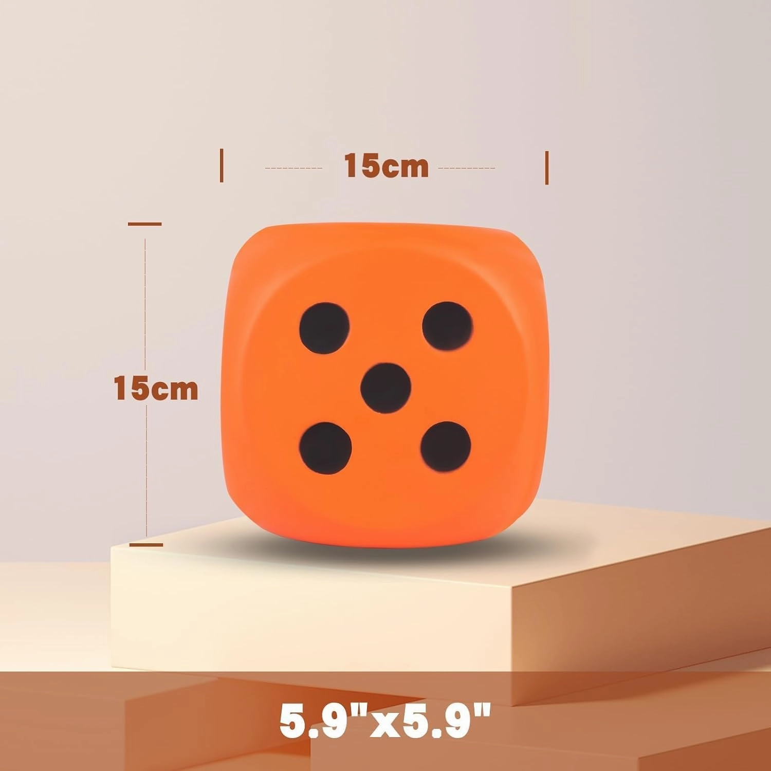 Anboor 5.9'' Large Dice Squishies Foam Dice Jumbo Squeeze Toys, Giant Dice Game Collection Decorative Props(Orange)