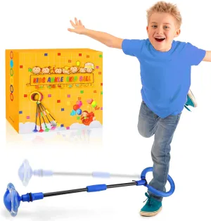 Ankle Skip Ball for Kids - Foldable Flash Wheel Skip Ball, Outside Game Toys for Kids & Adults, Gift for Boys & Girls Age 5 6 7 8 9 10 Years Old, Blue