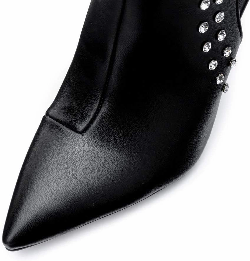 Ankle Boots for Women,Bare Legged Pointed Women's Boots, Rhinestone Booties Black Sexy Stiletto With High Heel