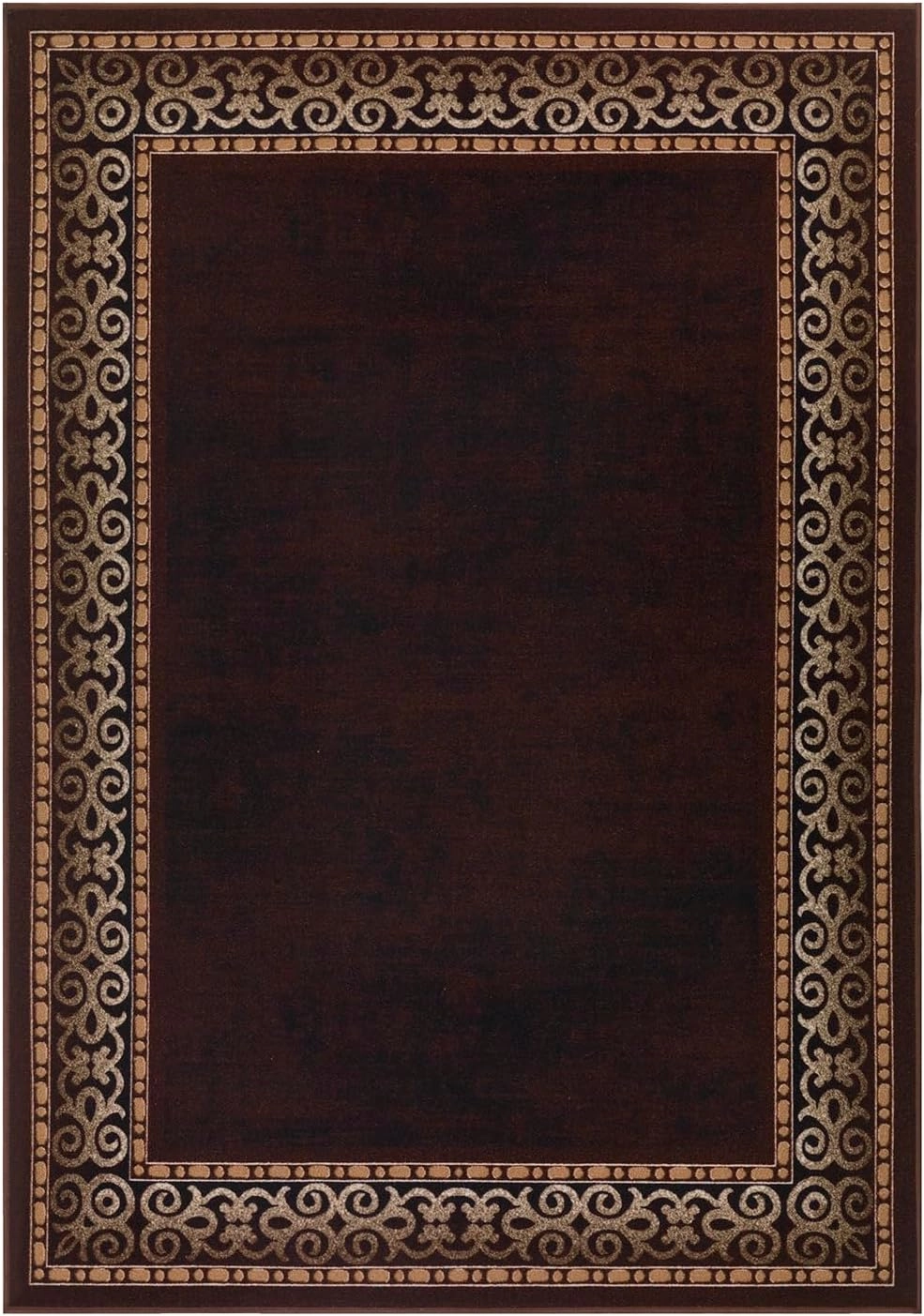 Antep Rugs Alfombras Bordered Modern 8x10 Non-Slip (Non-Skid) Low Pile Rubber Backing Indoor Area Rug (Brown, 7'10" x 10')