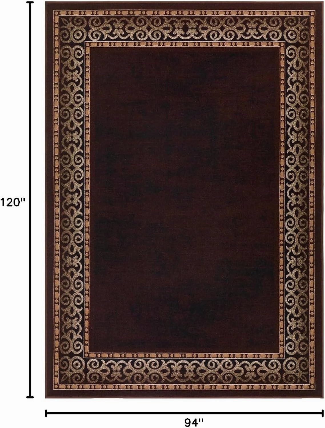 Antep Rugs Alfombras Bordered Modern 8x10 Non-Slip (Non-Skid) Low Pile Rubber Backing Indoor Area Rug (Brown, 7'10" x 10')
