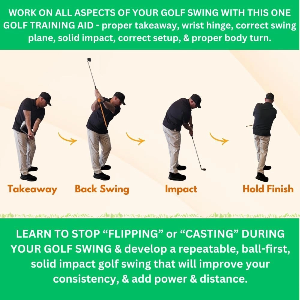 Anti-Flip Stick® Golf Training Swing Aid | Improve Impact & Swing Plane | Chipping Training Aid | Stop Casting & Flipping