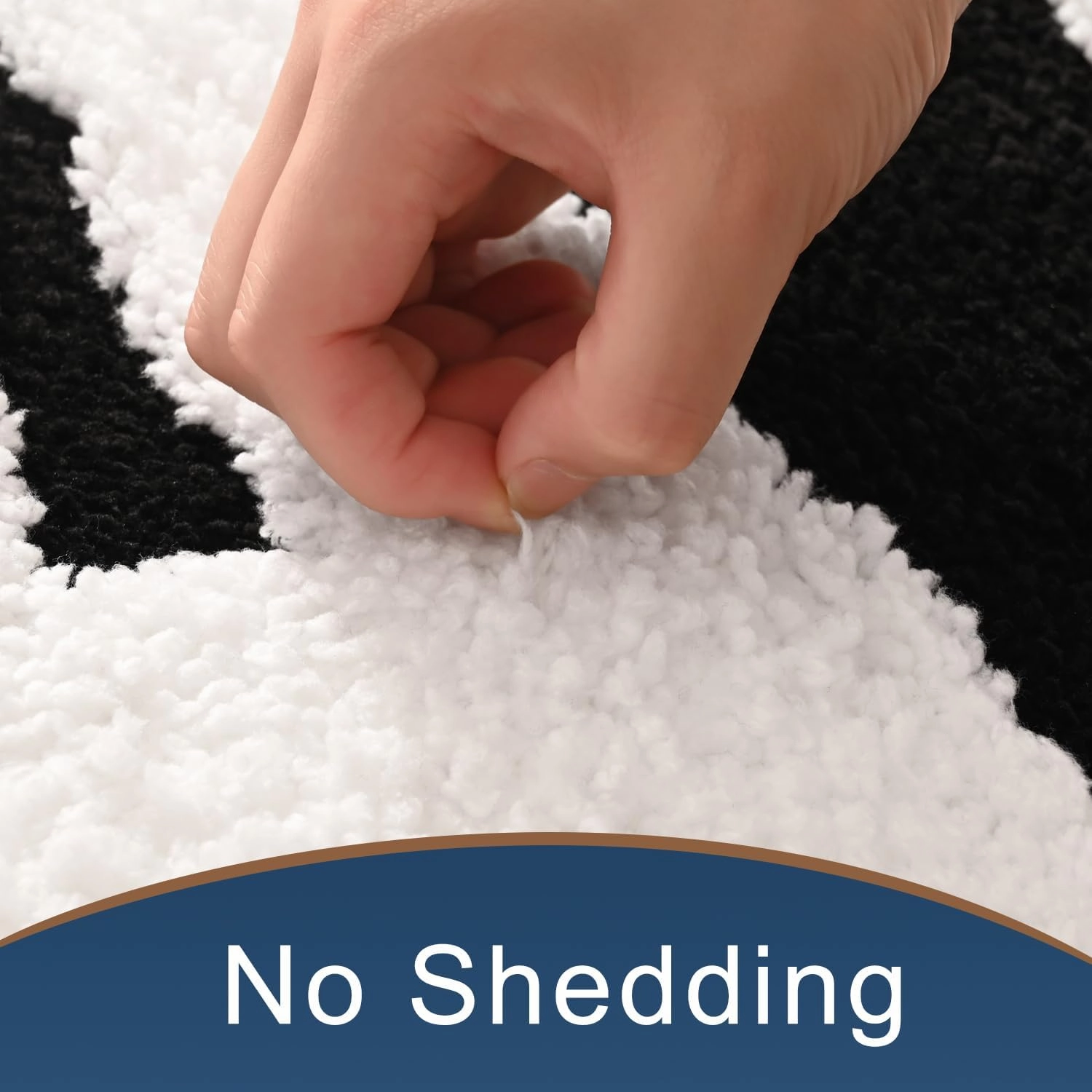 Anybar Bathroom Rug Black and White Bath Mats Non Slip Floor Mat, Thick Soft Shaggy Bath Rugs Cute Bathroom Deocr, Super Absorbent Bathmat Machine Washable Carpet for Shower 16 x 24‘’