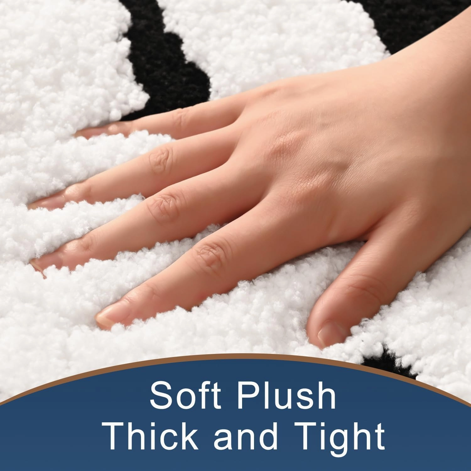 Anybar Bathroom Rug Black and White Bath Mats Non Slip Floor Mat, Thick Soft Shaggy Bath Rugs Cute Bathroom Deocr, Super Absorbent Bathmat Machine Washable Carpet for Shower 16 x 24‘’