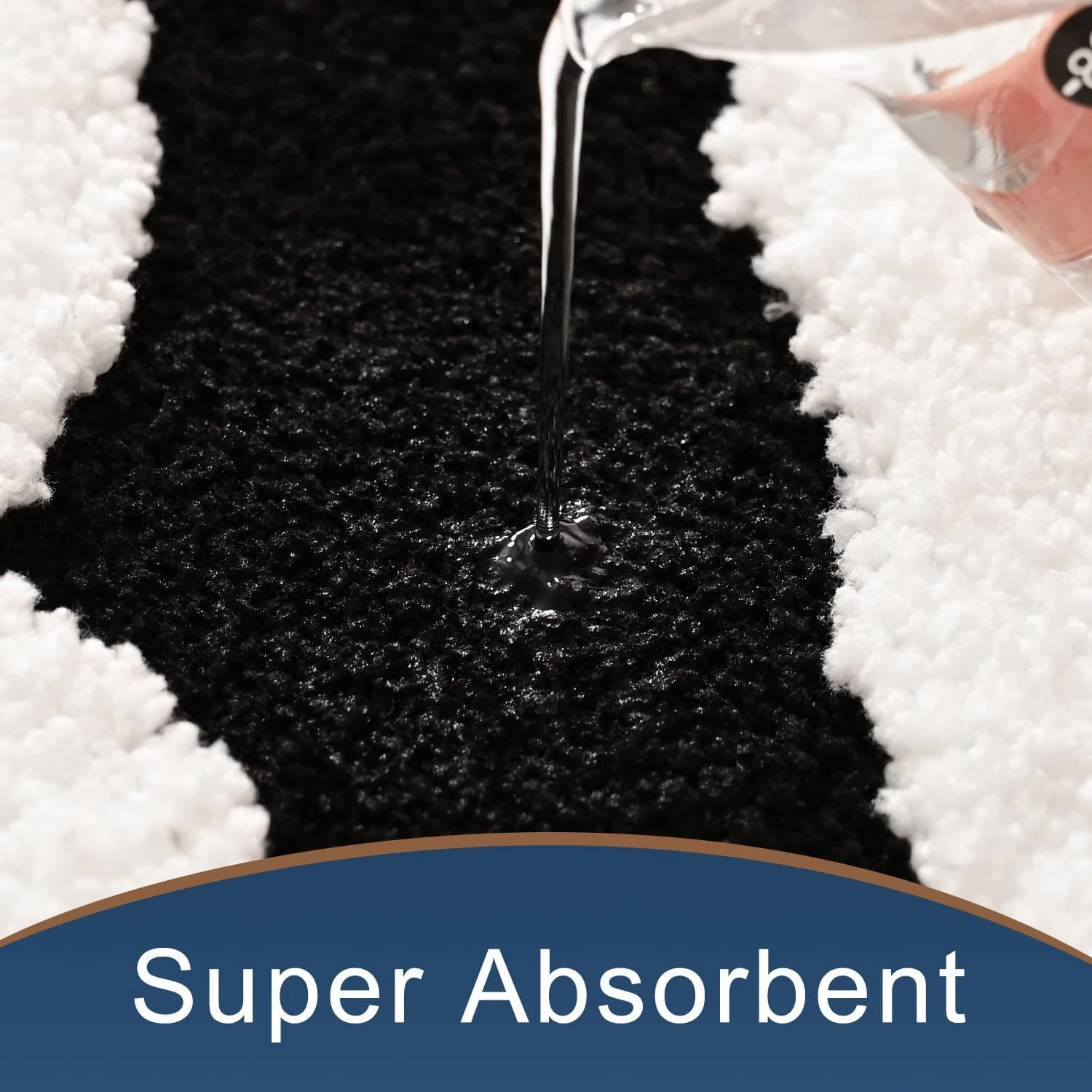 Anybar Bathroom Rug Black and White Bath Mats Non Slip Floor Mat, Thick Soft Shaggy Bath Rugs Cute Bathroom Deocr, Super Absorbent Bathmat Machine Washable Carpet for Shower 16 x 24‘’