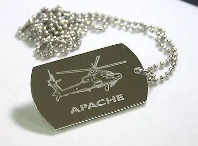 Apache helicopter military stainless steel dog tag necklace - free engraving