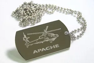 Apache helicopter military stainless steel dog tag necklace - free engraving