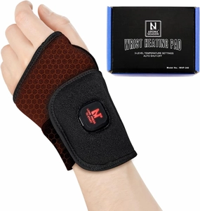 Aroma Season Heated Wrist Wrap, Carpal Tunnel Relief Heating Pad Cordless, Heating Wrist Hand Wrap Brace, De Quervain‘s Tenosynovitis Brace 3000 mAh Rechargeable Battery (Black)