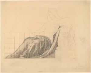 Art Print : Kenyon Cox, Drapery Study for Reclining Female Study for Painting, Historic Wall Décor : 24in x 18in