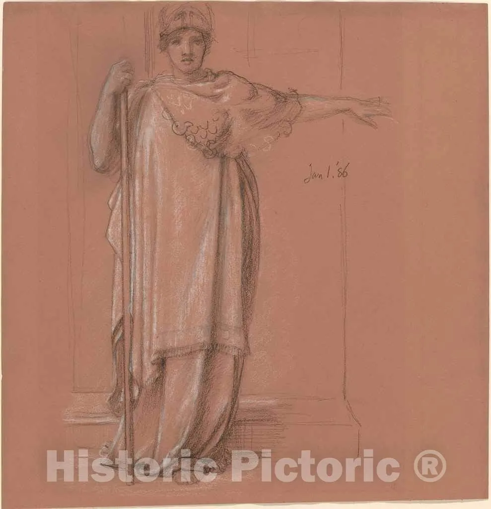 Art Print : Sir Edward John Poynter, Minerva, 1886, Historic Wall Décor : 12in x 12in